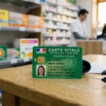 Carte vitale française au format carte de crédit avec puce électronique