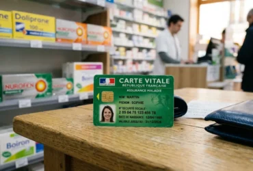 Carte vitale française au format carte de crédit avec puce électronique