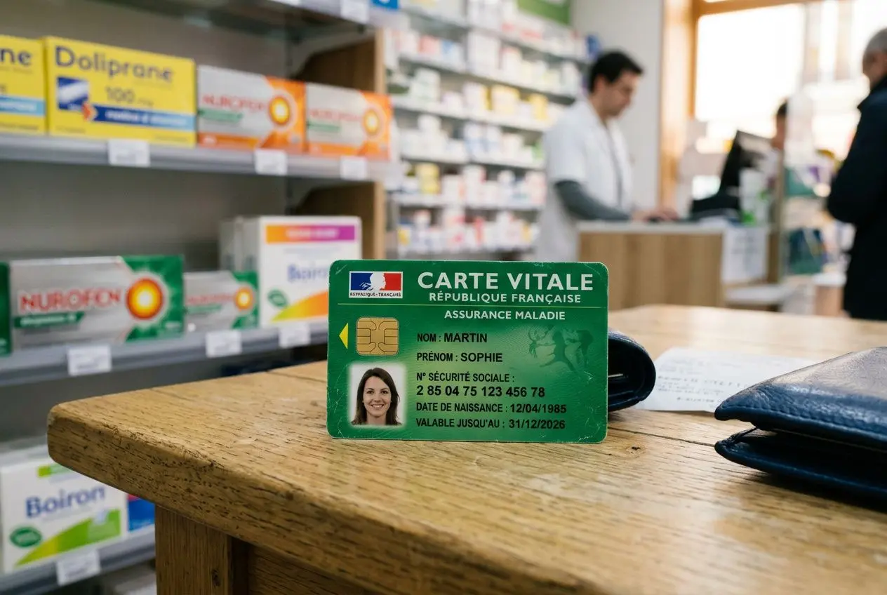 Carte vitale française au format carte de crédit avec puce électronique