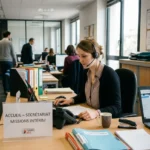 Secrétaire au bureau travaillant sur ordinateur