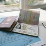 Documents d’identité et formulaire officiel sur cadre de travail, reflet des droits des travailleurs roumains en france droits